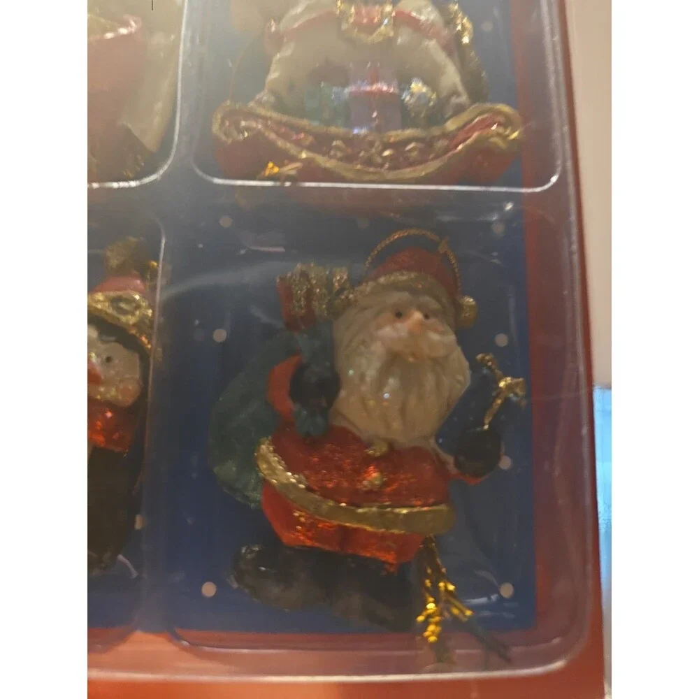 Vintage Christmas Ornaments, Resin, In Packaging, New Old Stock, 8 Quantity